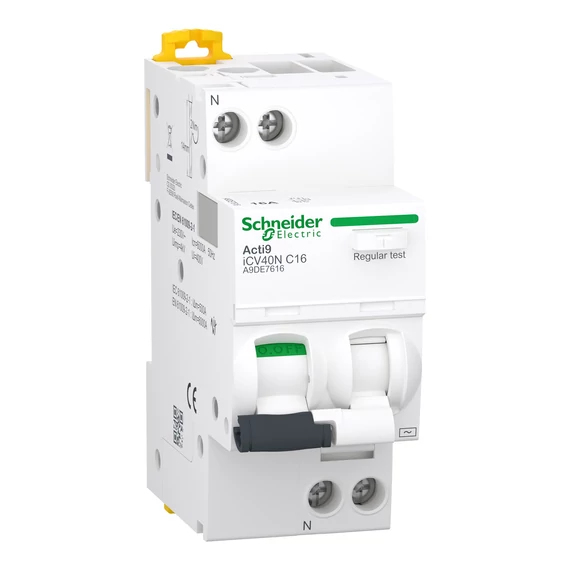 SCHNEIDER ELECTRIC ACTI9 iCV40N Áramvédős kismegszakító, AC osztály, 1P+N, C, 16A, 6kA, 300mA (A9DE7616)