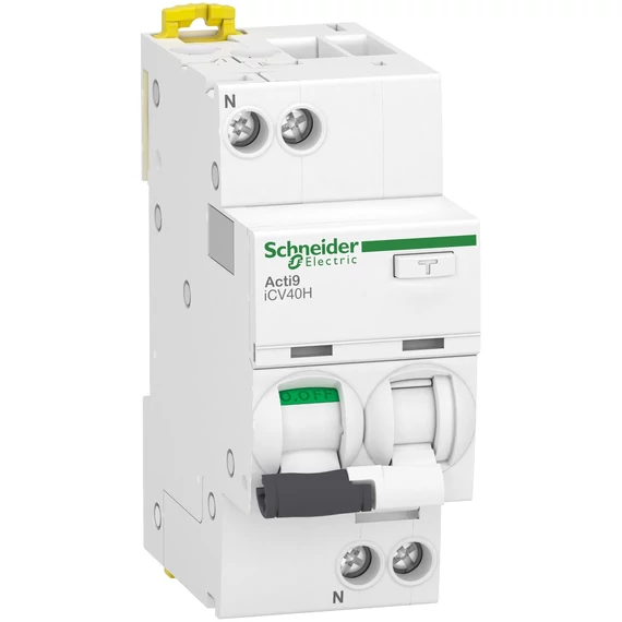 SCHNEIDER ELECTRIC ACTI9 iCV40H Áramvédős kismegszakító, A-SI osztály, 1P+N, C, 20A, 10kA, 300mA (A9DF8620)