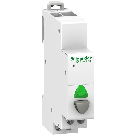 SCHNEIDER ELECTRIC ACTI9 iPB nyomógomb, 1NO, szürke, zöld LED, 110-230VAC (A9E18036)