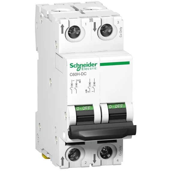 SCHNEIDER ELECTRIC ACTI9 C60H-DC kismegszakító, 2P, C, 25A, 500VDC (A9N61533)