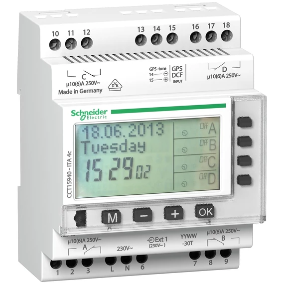 SCHNEIDER ELECTRIC ACTI9 ITA 4c programozható kapcsolóóra, 2 csatornás (CCT15940)