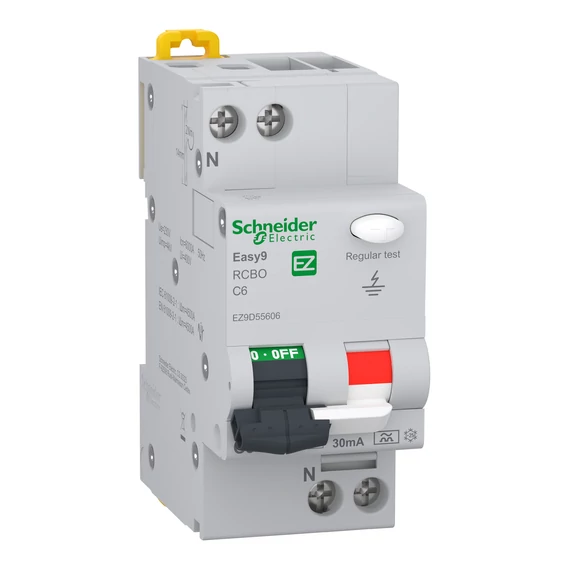 SCHNEIDER ELECTRIC EASY9 PRO Áramvédős kismegszakító, A osztály, 1P-N, C, 6A, 30mA (EZ9D55606)