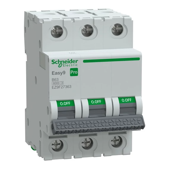 SCHNEIDER ELECTRIC EASY9 PRO Kismegszakító, 3P, B, 63A, 6kA (EZ9F27363)