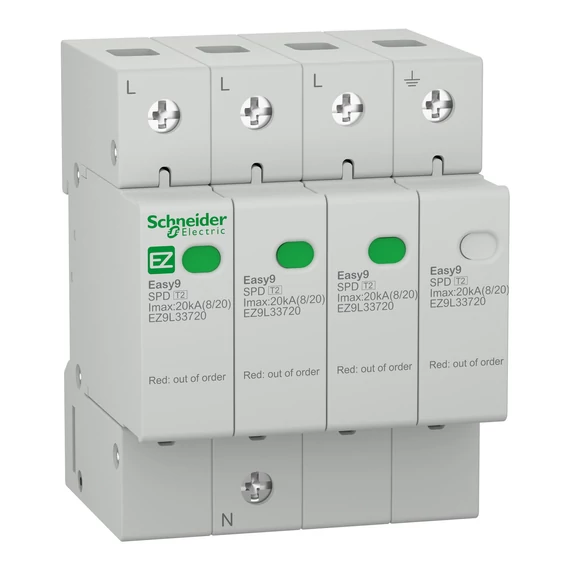 SCHNEIDER ELECTRIC EASY9 PRO Túlfeszültség-korlátozó, T2, 20kA, 3P-N (EZ9L33720)