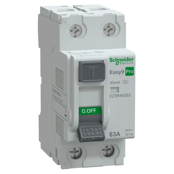 SCHNEIDER ELECTRIC EASY9 PRO Áram-védőkapcsoló, A osztály, 2P, 63A, 30mA (EZ9R49263)