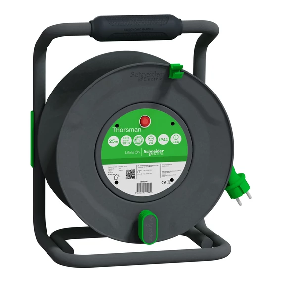 SCHNEIDER ELECTRIC THORSMAN Kábeldobos hosszabbító, 1.5x25m, 4x2P+F aljzattal, IP44 (IMT33147)