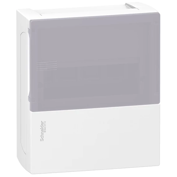 SCHNEIDER ELECTRIC RESI9 MP Kiselosztó, tejüveg hatású átlátszó ajtó, falon kívüli, 1x8 modul, PEN sín, fehér (MIP12108T)