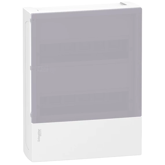 SCHNEIDER ELECTRIC RESI9 MP Kiselosztó, tejüveg hatású átlátszó ajtó, falon kívüli, 2x12 modul, PEN sín, fehér (MIP12212T)