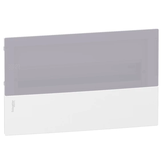 SCHNEIDER ELECTRIC RESI9 MP Kiselosztó, füstszínű átlátszó ajtó, süllyesztett, 1x18 modul, PEN sín, komplett, fehér (MIP22118S)