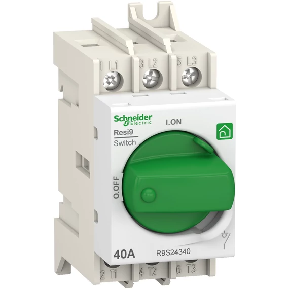 SCHNEIDER ELECTRIC RESI9 moduláris forgócsapos kapcsoló, 3P, 40A (R9S24340)