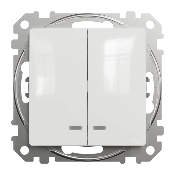 SCHNEIDER ELECTRIC ÚJ SEDNA Csillárkapcsoló, kék jelzőfénnyel, 10AX, fehér (SDD111105L)