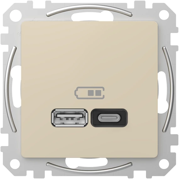 SCHNEIDER ELECTRIC ÚJ SEDNA Dupla USB gyorstöltő, A+C, 45W, bézs (SDD112404)