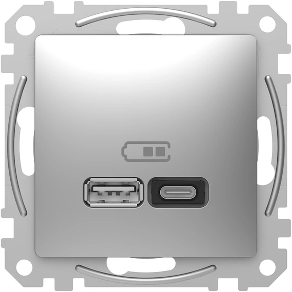 SCHNEIDER ELECTRIC ÚJ SEDNA Dupla USB gyorstöltő, A+C, 45W, alumínium (SDD113404)