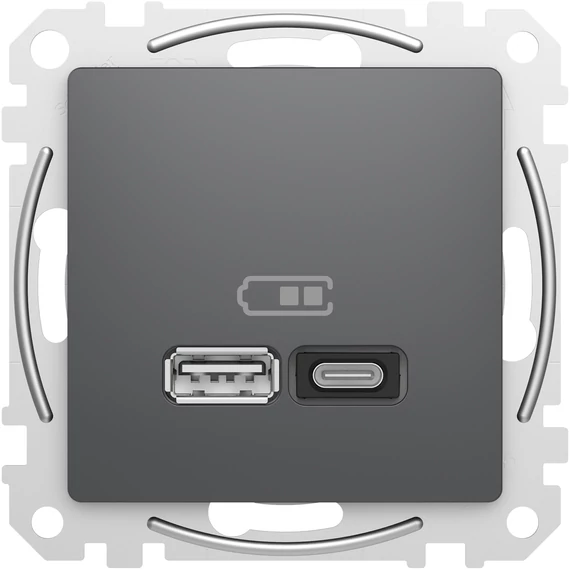 SCHNEIDER ELECTRIC ÚJ SEDNA Dupla USB gyorstöltő, A+C, 45W, antracit (SDD114404)