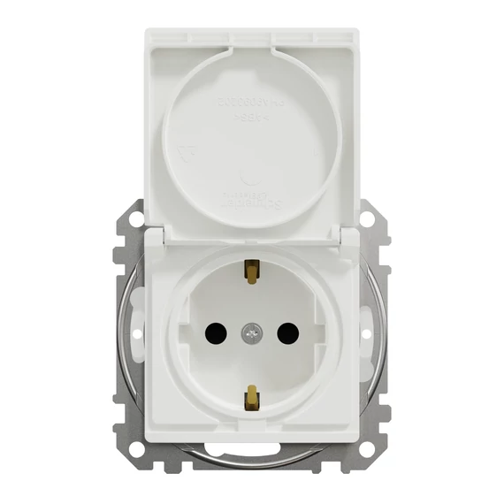 SCHNEIDER ELECTRIC ÚJ SEDNA 2P+F csatlakozóaljzat biztonsági zsaluval, csapófedeles, csavaros bekötés, 16A, IP44, fehér (SDD211023)