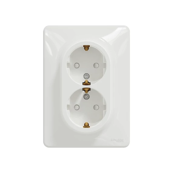 SCHNEIDER ELECTRIC ÚJ SEDNA 2x2P+F csatlakozóaljzat biztonsági zsaluval, csavaros bekötés, 16A, kerettel, fehér (SDD311221)