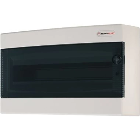 TEHNOPLAST Falon kívüli kiselosztó doboz, C sorozat, 18 modulos, átlátszó ajtó-1soros, 396x236x112 mm, IP40 (THP-N18C)