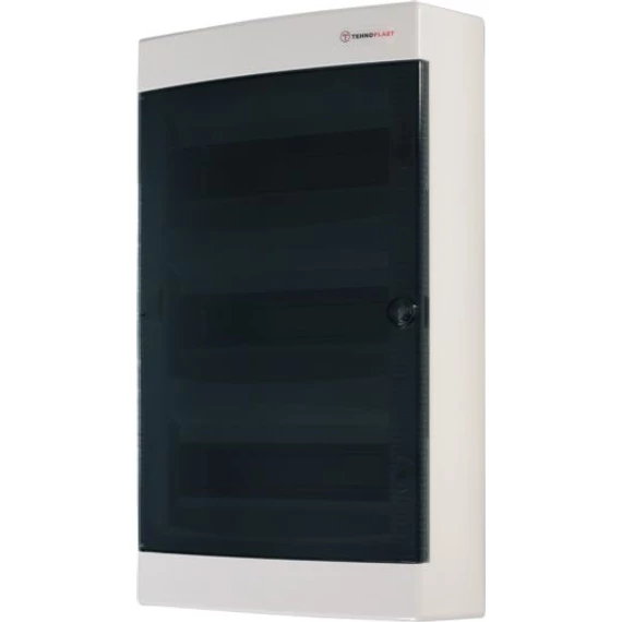 TEHNOPLAST Falon kívüli kiselosztó doboz, C sorozat, 36 modulos, átlátszó ajtó, 3 soros, 287x526x112 mm, IP40 (THP-N36C)