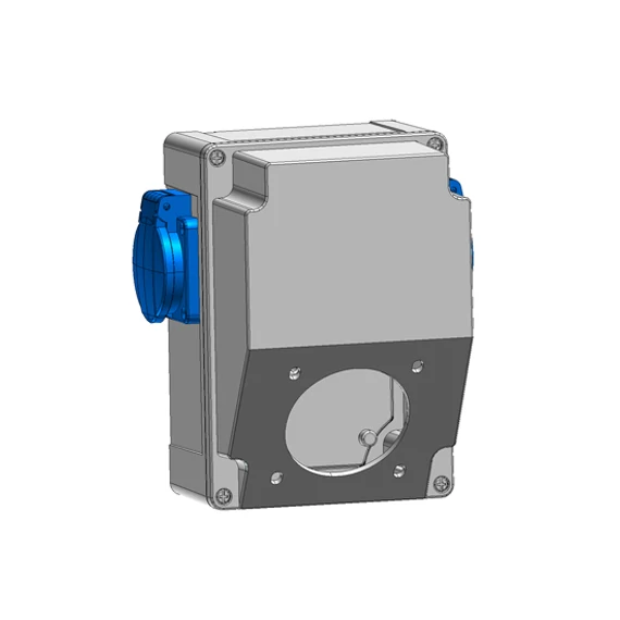 TP ELECTRIC Szerelt ipari doboz 120×170mm fúrt 3 fázisú (75x75) aljzathoz+1 fázisú kék aljzat 2 db (TP-3317-002-1112)