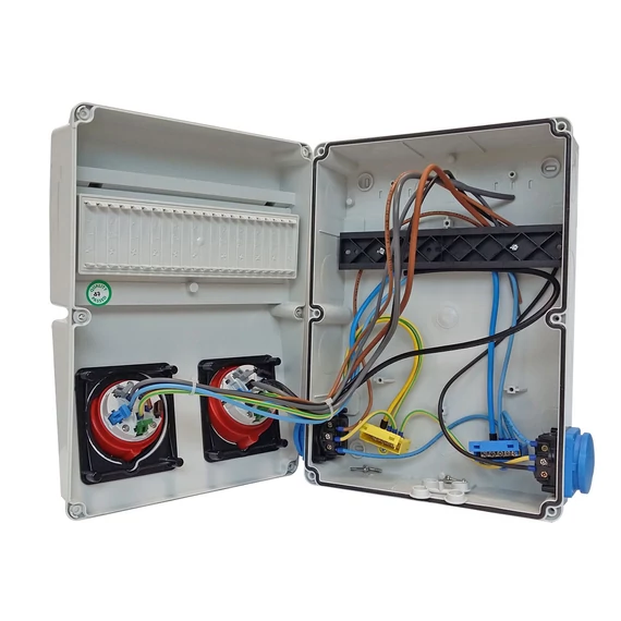TP ELECTRIC Ipari doboz szerelt 220x300 2x(5P16A) + 2x(2P+F) oldalsó IP44 VEZETÉKELVE (3320-002-5500) (TP-3320-111-0001)