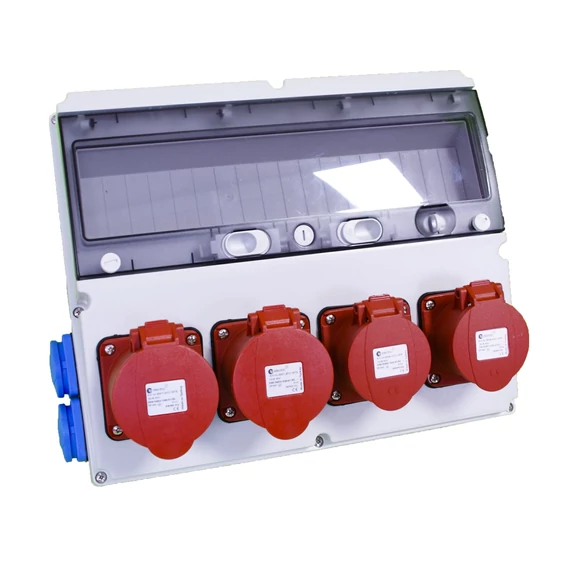 TP ELECTRIC Szerelt ipari doboz 360×300mm 18modul(5×16A-IP44)×2+(5×32A-IP44)×2+(1×16A)×4 (TP-3323-022-5272)
