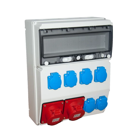 TP ELECTRIC Ipari doboz szerelt 300x400mm, IP44, 2x(5P16A) + 6x(2P+F), gyorscsatlakozós aljzatokkal (TP-3360-600-0502HH)