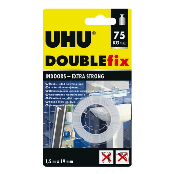 UHU Extra erős kétoldalú ragasztószalag, 19mm x 1,5m B1 (1100046855)
