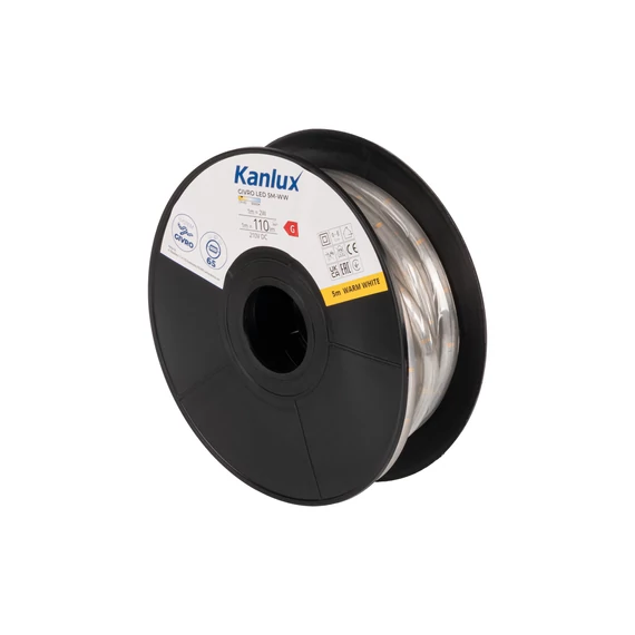 KANLUX GIVRO LED 5M-WW Fényszalag, 210V DC, 1m = 2W, 3000K, 1m = 110lm, IP65, UV álló, Ø13mm, 5m (világító cső) (39190)