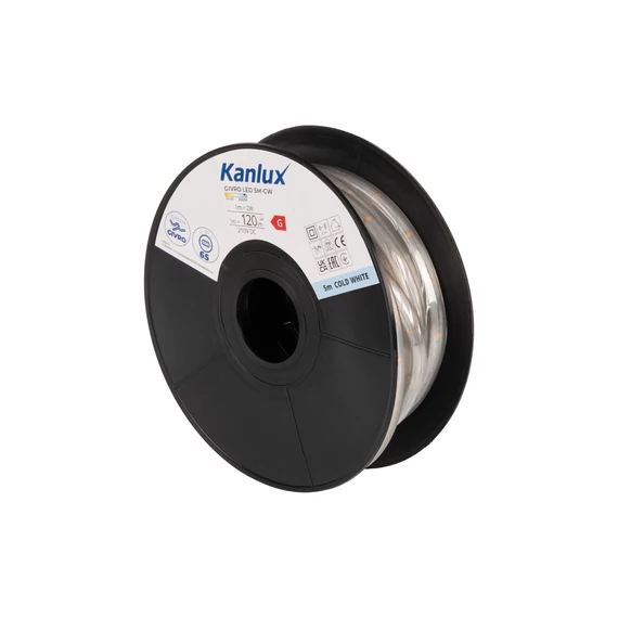 KANLUX GIVRO LED 5M-CW Fényszalag, 210V DC, 1m = 2W, 6500K, 1m = 120lm, IP65, UV álló, Ø13mm, 5m (világító cső) (39192)