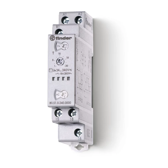 FINDER Időrelé többfunkciós UNI.24-240V AC/DC 8A 1CO váltóérintkező (805102400000) (80.51.0.240.0000)