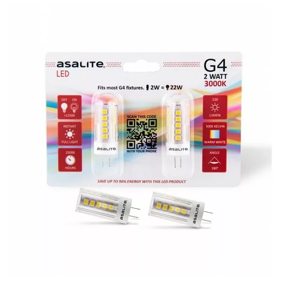 Asalite LED Izzó G4 12V 2W 3000K (220 lumen) (ASAL0097)