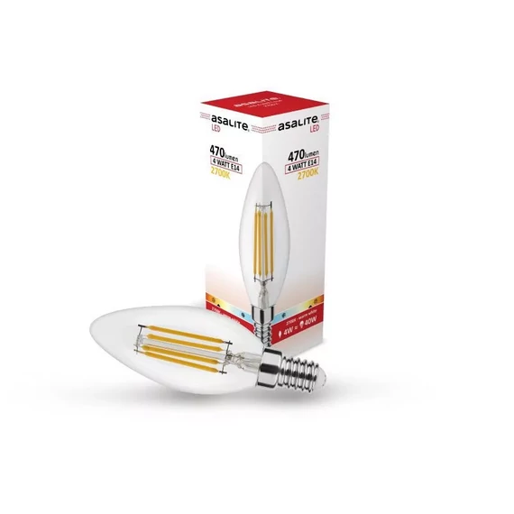 Asalite LED Izzó C35 filament gyertya E14 4W 2700K (470 lumen) (ASAL0117)