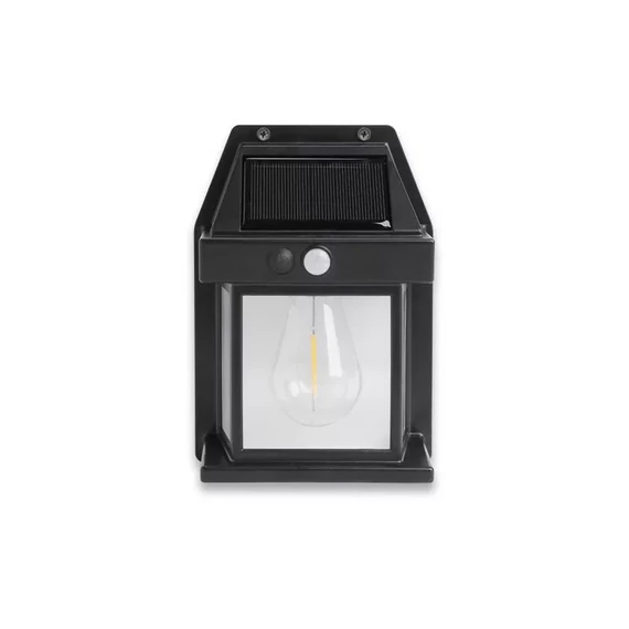 Asalite Napelemes Kültéri Lámpa IP44 3W 3000K (100 lumen) Fekete + PIR Szenzor (ASAL0282)