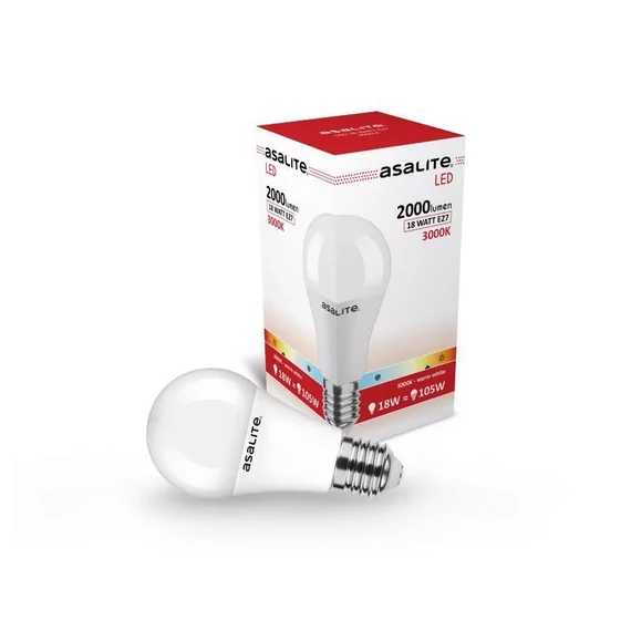 Asalite LED Izzó A65 gömb E27 18W 3000K (2000 lumen) (ASAL0288)