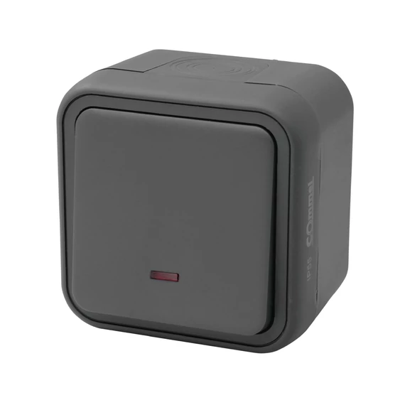 COMMEL Falon kívüli nyomókapcsoló, 10A, 250V, IP55, antracit (043-106)