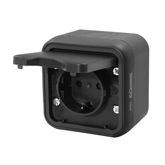 COMMEL Falon kívüli dugalj, 16A, 250V, IP55, antracit (043-111)