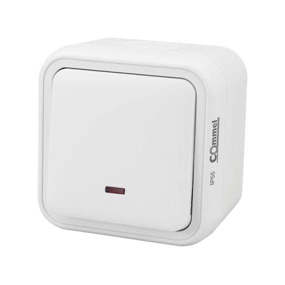COMMEL Falon kívüli nyomókapcsoló, 10A, 250V, IP55, fehér (043-206)