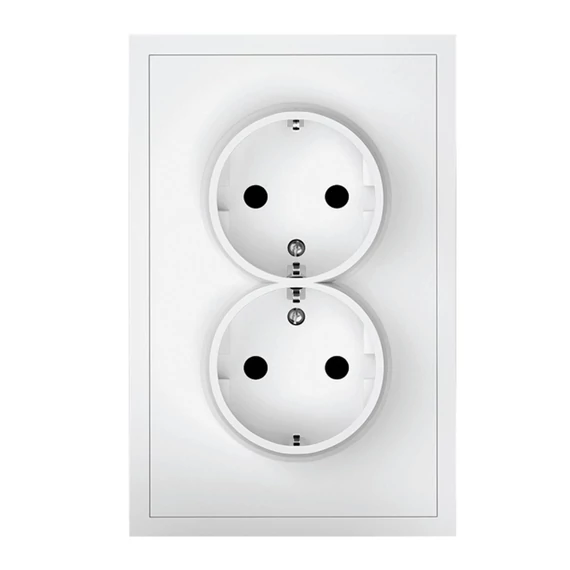 COMMEL Adria 2x2P+F csatlakozóaljzat, gyorscsatlakozóval 16A, kerettel, fehér (043-518)