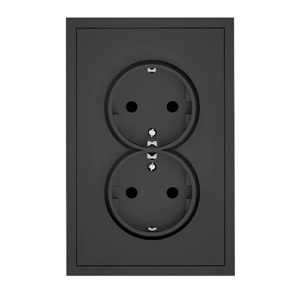COMMEL Adria 2x2P+F csatlakozóaljzat, gyorscsatlakozóval 16A, kerettel, fekete (043-618)