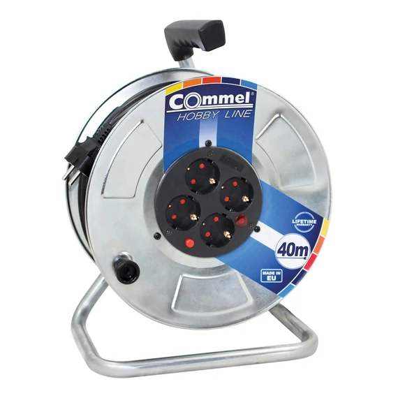 COMMEL Kábeldob HL H05VV-F 3G2,5/40m - FÉM, 1f, 16A 250V 3500W IP20 (0911)