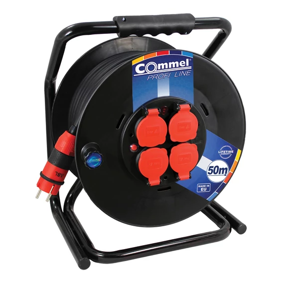COMMEL Kábeldob PL H05VV-F 3G2,5/50 m - PVC, monofázisú, 16A IP44, 3500W (0912)