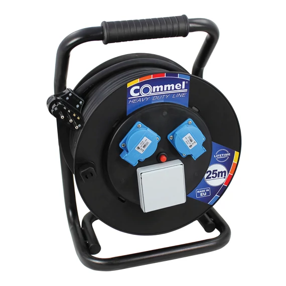 COMMEL Kábeldob HDL H05RR-F 5G2,5/25 m - PVC, 3f+1f (kombinált), 16A IP44, 9500W (0934)