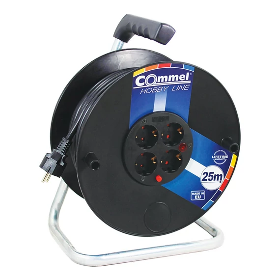 COMMEL Kábeldob HL H05VV-F 3G2,5/25m - PVC, 1f, 16A 250V 3500W IP20 (0959)
