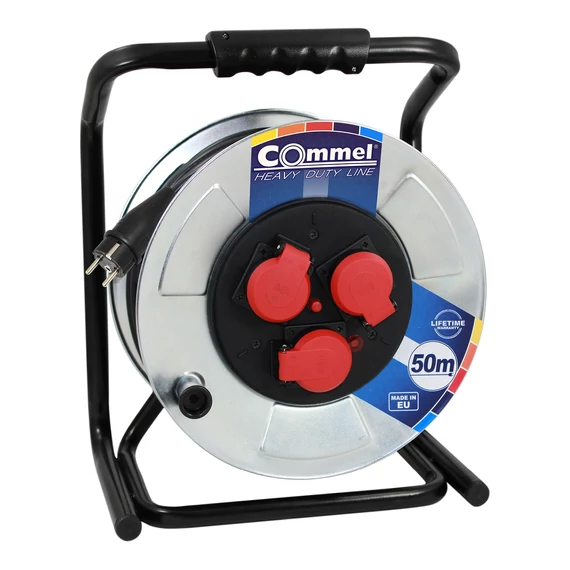 COMMEL Kábeldob HDL H07RN-F 3G1.5/50m - FÉM , 1f, 16A 250V 3500 W IP44 (200-322)