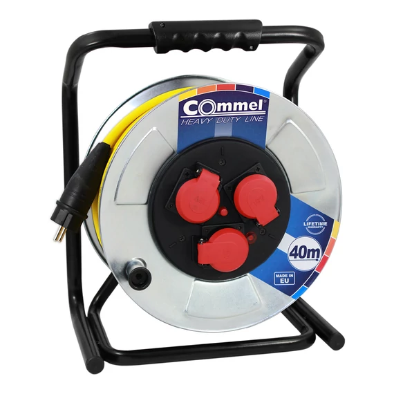 COMMEL Kábeldob HDL AT N07V3V3 3G2.5/40 m- FÉM , 1f, 16A 250V 3500 W IP44 (200-323)