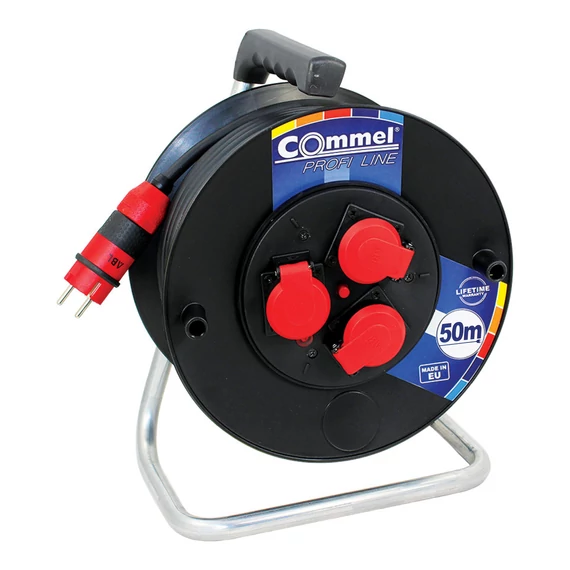 COMMEL Kábeldob PL H05RR-F 3G1,5/50m - PVC, 1f, 16A 250V 3500W IP44 (200-368)