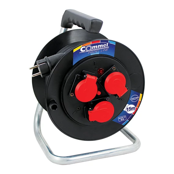 COMMEL Kábeldob PL H05RR-F 3G1,5/15m - PVC, 1f, 16A 250V 3500W IP44 (200-370)