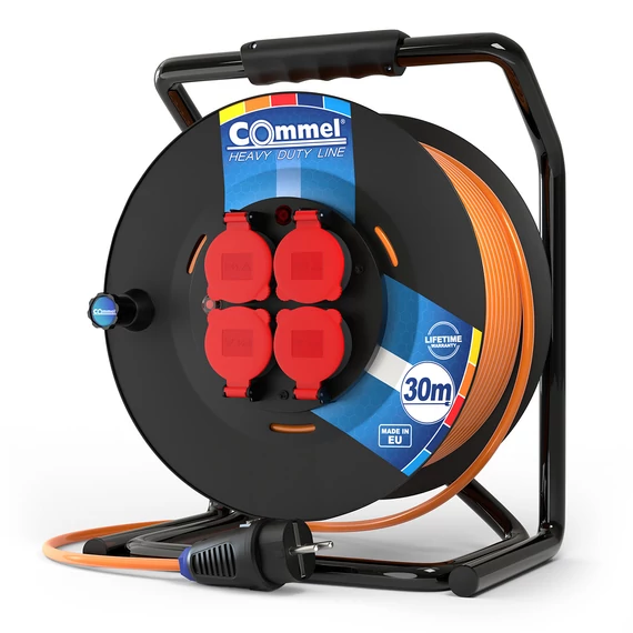 COMMEL Kábeldob HDL H07BQ-F 3G1,5/30m - PVC, 1f, 16A 250V 3500W IP44 (200-377)