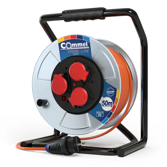 COMMEL Kábeldob HDL H07BQ-F 3G1.5/50m - FÉM , 1f, 16A 250V 3500 W IP44 (200-379)