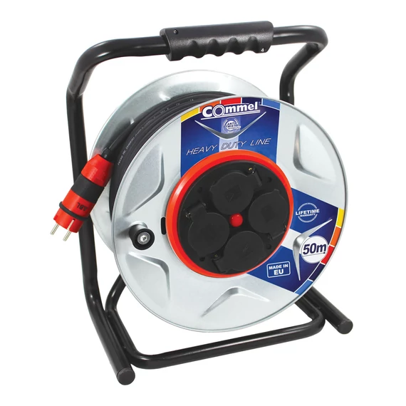 COMMEL Kábeldob HDL H07RN-F 3G1,5/50m - FÉM, 1f, Anti Twist, 3500W IP44 (200-381)